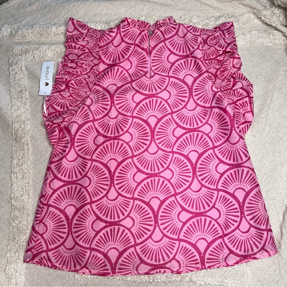 NWT JMarie Pink Ruffle Sleeve Blouse XS